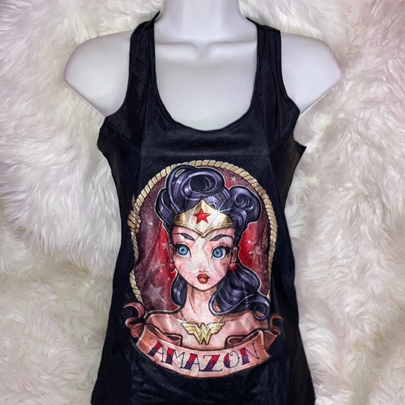 Beautiful Amazon Wonder Woman Pinup Retro Racerback Tank Top S/M - Picture 3 of 8